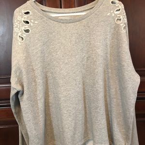 American Eagle gray sweatshirt with cut outs